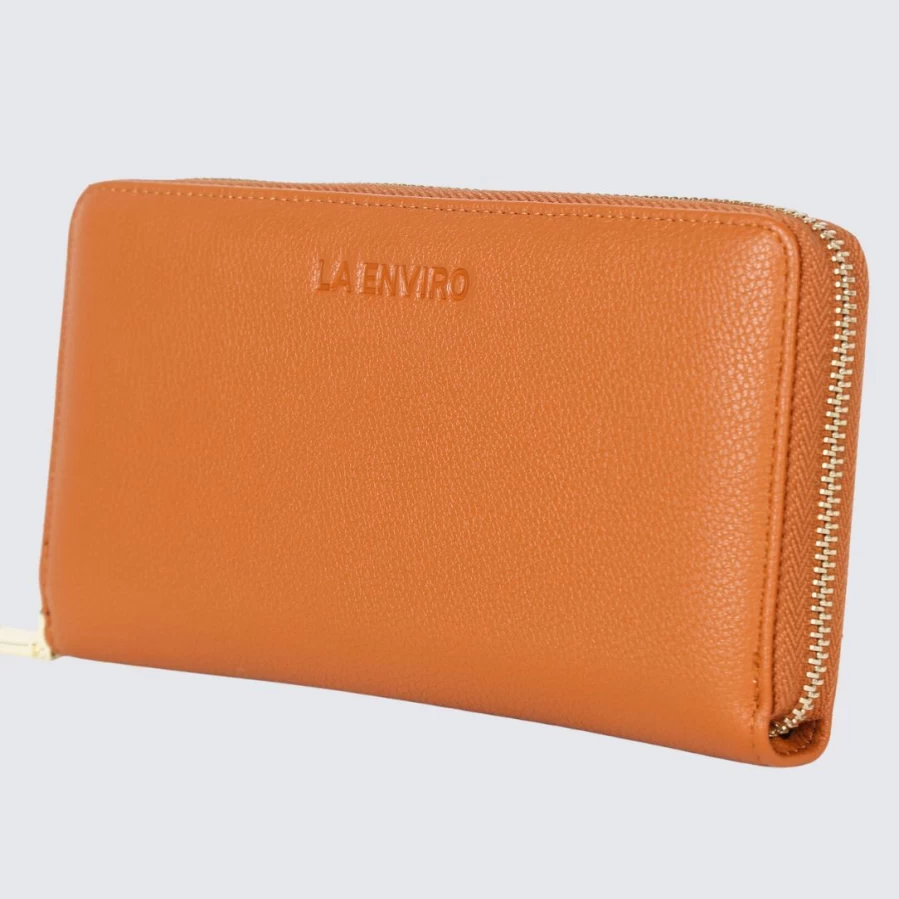LA ENVIRO Eva Vegan Leather Wallet for Women & Men - Tan Bi-Fold RFID Blocking Eco-Friendly