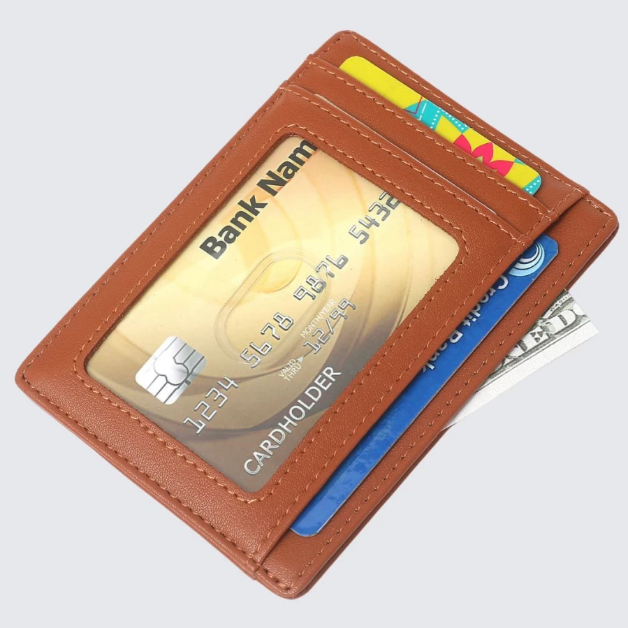 LA ENVIRO Braddon Leather Airtag Card Holder Wallet for iPhone - Tan