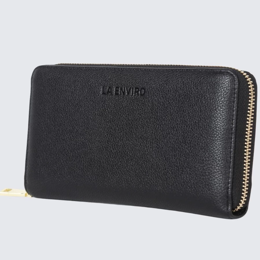 LA ENVIRO Eva Wallet for Women - Stylish Black Vegan Leather Card Holder