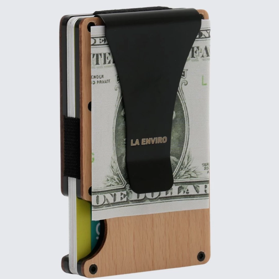 LA ENVIRO Premium Ash Wooden Wallet – Eco-Friendly Slim Wood Wallet for Men & Women