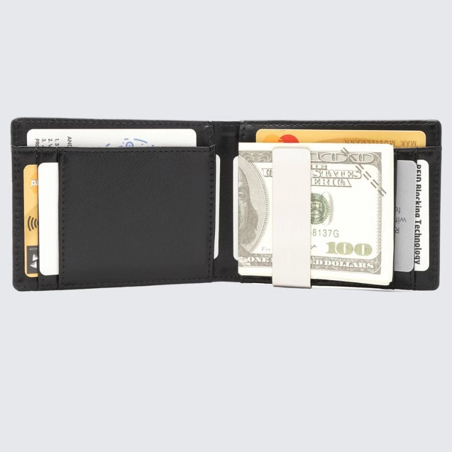 LA ENVIRO Yamba Carbon Fiber Wallet - Slim RFID Blocking Men's Bifold (Black)