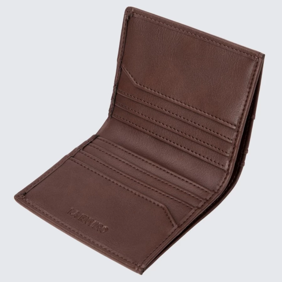 LA ENVIRO Brown Genuine Leather Unisex Wallet - Broome Style RFID Blocking Bifold Wallet for Men & Women
