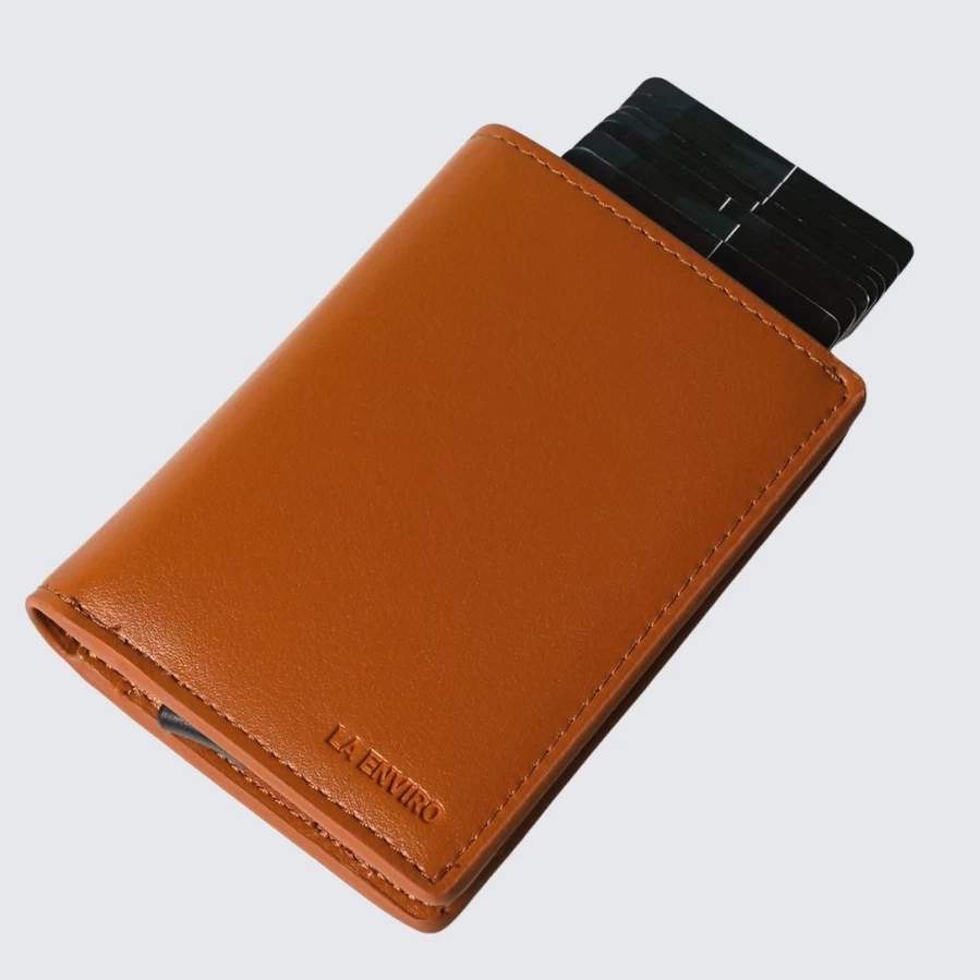 LA ENVIRO Stanley Genuine Leather Wallet for Men - Slim RFID Blocking Bi-Fold Wallet in Tan