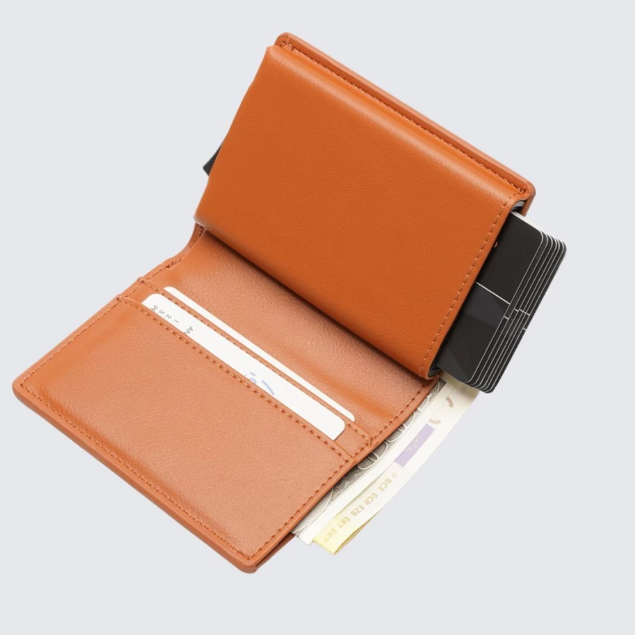 LA ENVIRO Stanley Genuine Leather Wallet for Men - Slim RFID Blocking Bi-Fold Wallet in Tan
