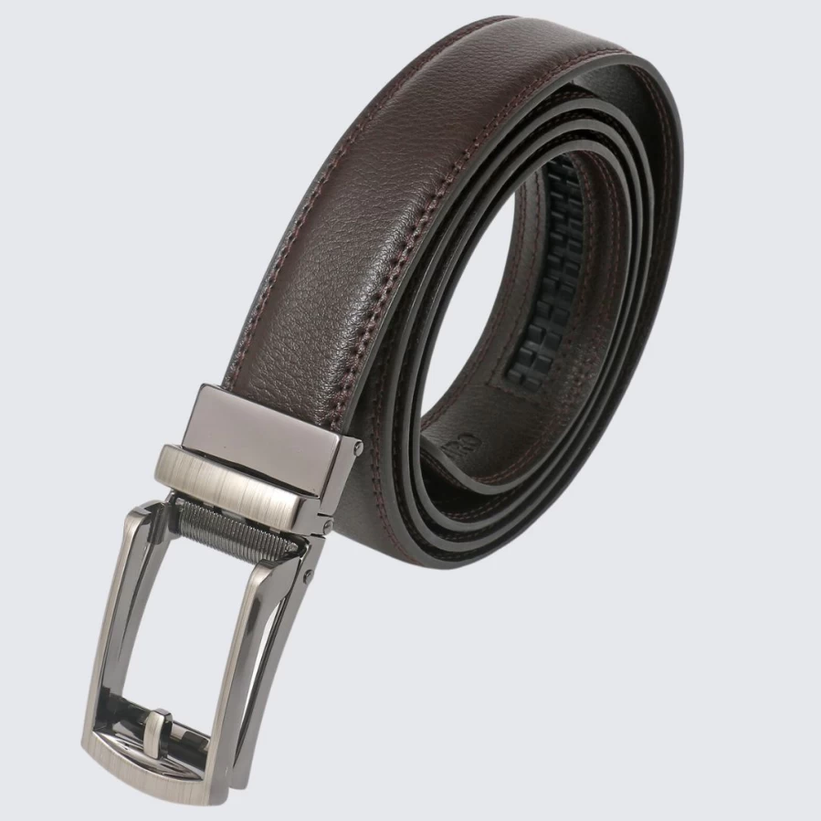 LA ENVIRO Brown Genuine Leather No Hole Unisex Belt for Men & Women