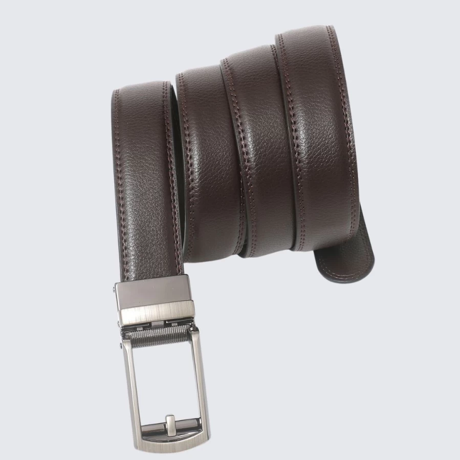 LA ENVIRO Brown Genuine Leather No Hole Unisex Belt for Men & Women