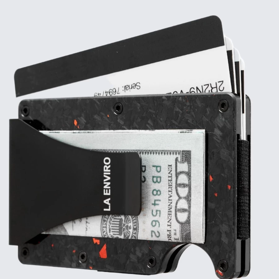 LA ENVIRO Forged Carbon Fiber Wallet - Gloss Red Luxury Men's Bifold