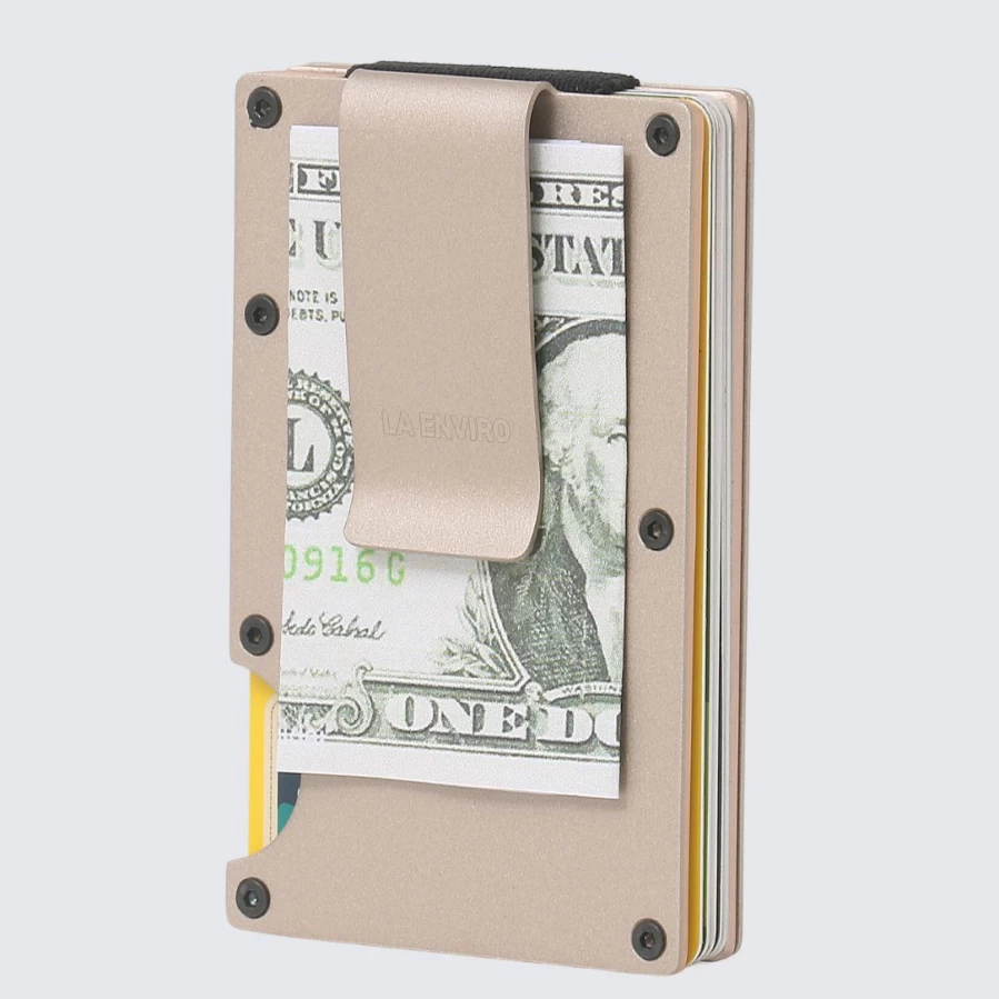 LA ENVIRO Slim Pink Metal Wallet - Minimalist RFID Blocking Card Holder for Men & Women