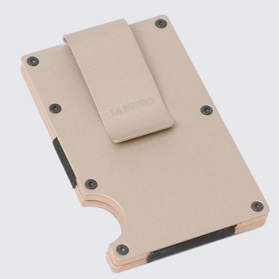LA ENVIRO Slim Pink Metal Wallet - Minimalist RFID Blocking Card Holder for Men & Women
