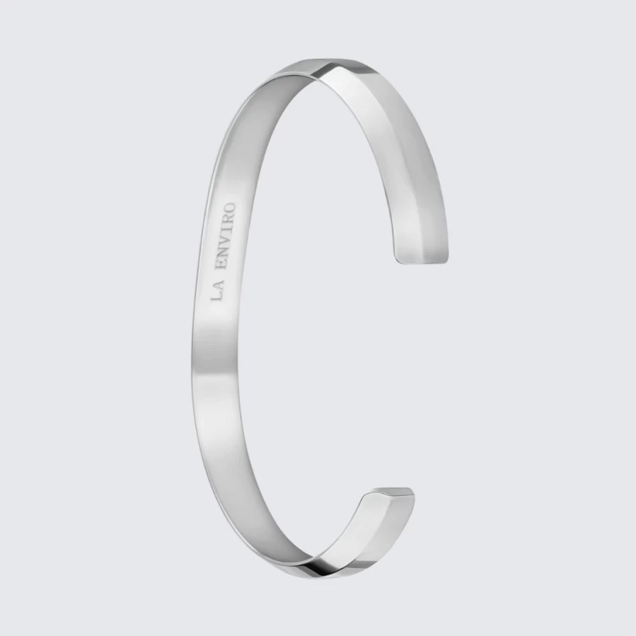 LA ENVIRO Minimalist Silver Bracelet - Classic Elegant Adjustable Bangle for Women & Men