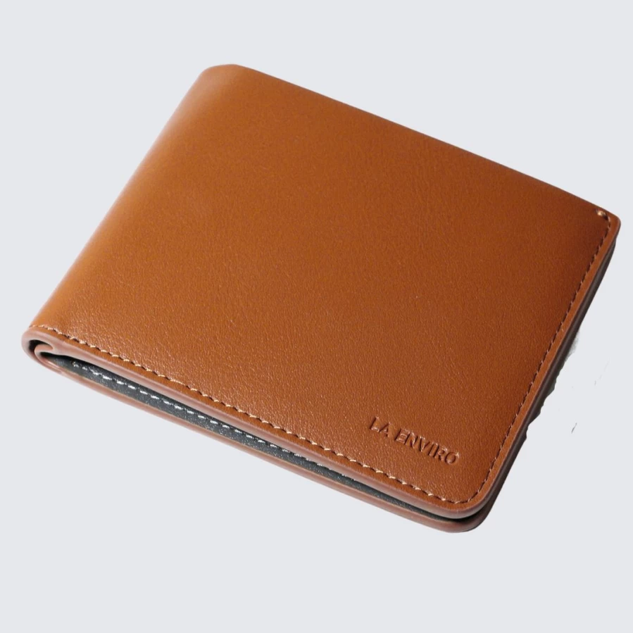 LA ENVIRO Newtown Genuine Leather Wallet for Men - Tan Bi-Fold RFID Blocking Slim Minimalist Design