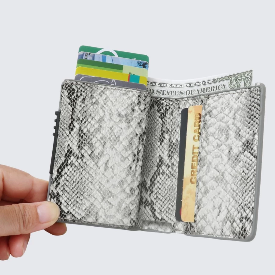 LA ENVIRO Vegan Leather Wallet for Men & Women | Eco-Friendly Grey Plant-Based Skin Wallet | Cruelty-Free RFID Slim Bifold