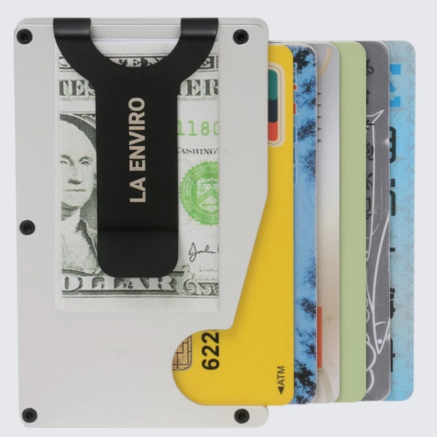 LA ENVIRO Silver Airtag Wallet – RFID Blocking & Secure Design for Everyday Use