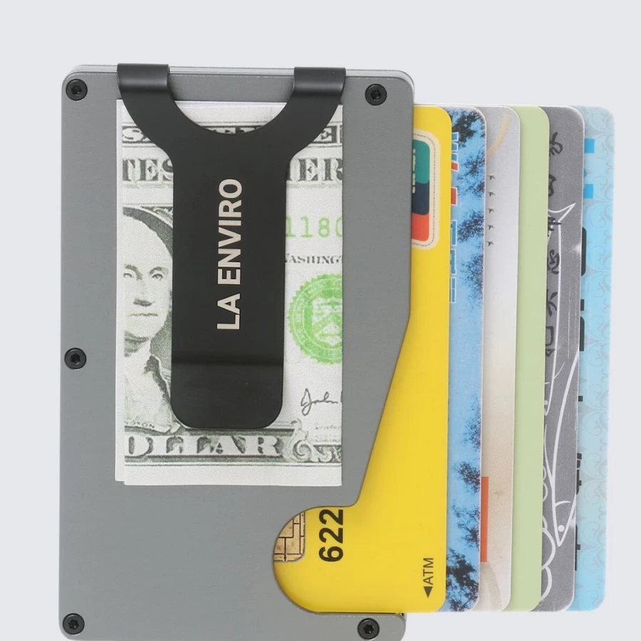 LA ENVIRO Huntly Grey RFID Blocking Wallet with Airtag Holder