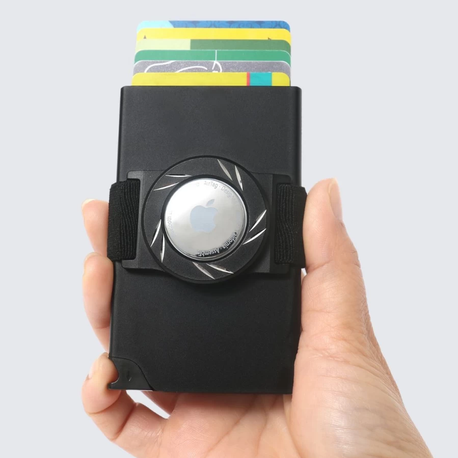 LA ENVIRO Alkimos RFID Blocking Airtag Wallet - Secure Leather Card Holder for iPhone Tracking