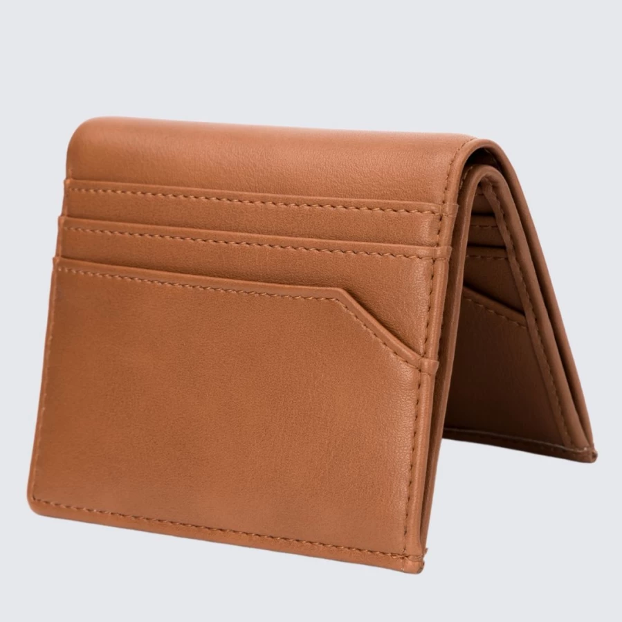 LA ENVIRO Broome Unisex Leather Wallet in Tan | Eco-Friendly Minimalist Bifold Wallet for Men & Women
