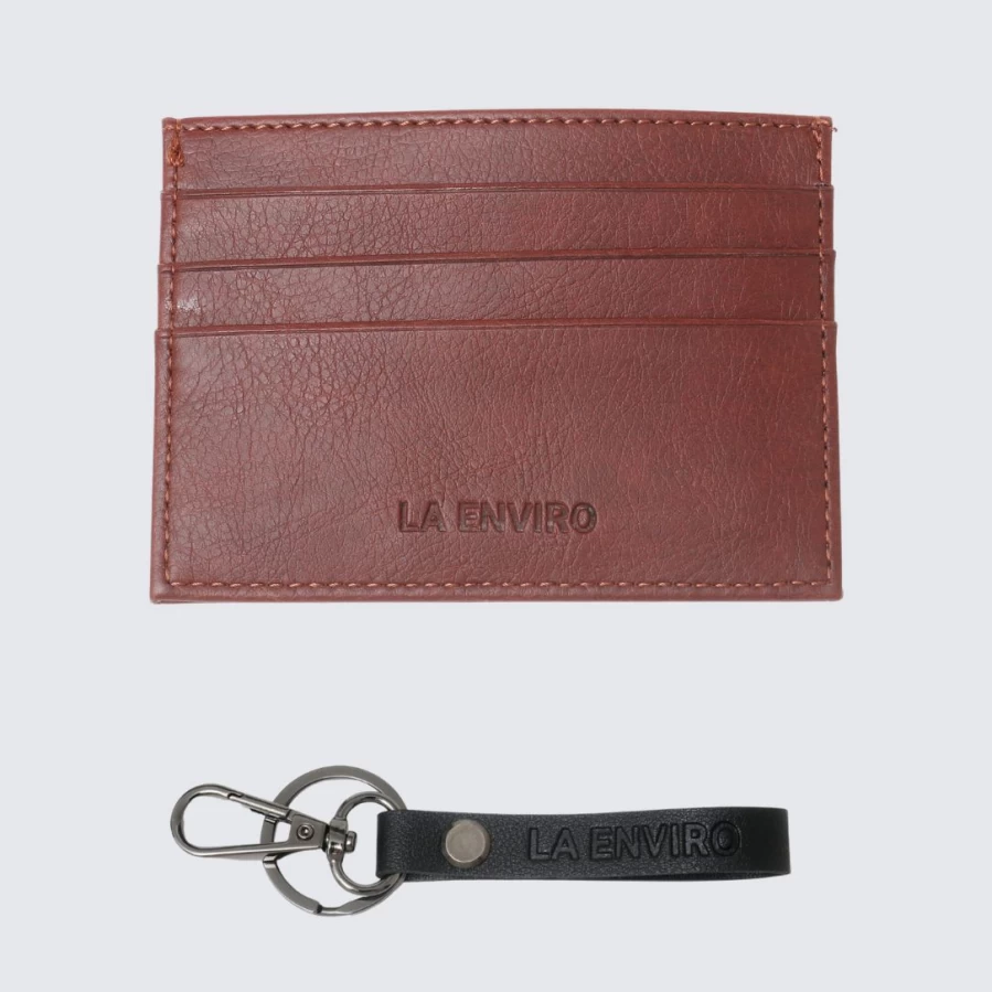 LA ENVIRO Unisex Dark Brown Leather Card Holder Wallet for Men & Women