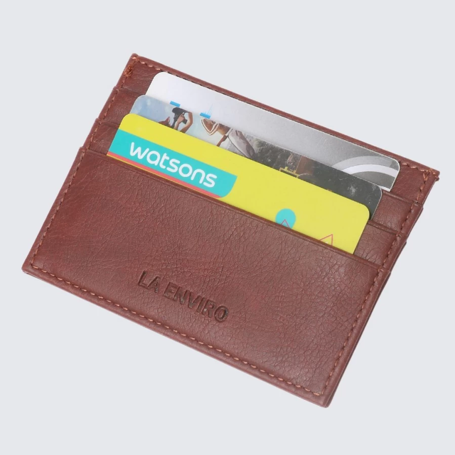 LA ENVIRO Unisex Dark Brown Leather Card Holder Wallet for Men & Women
