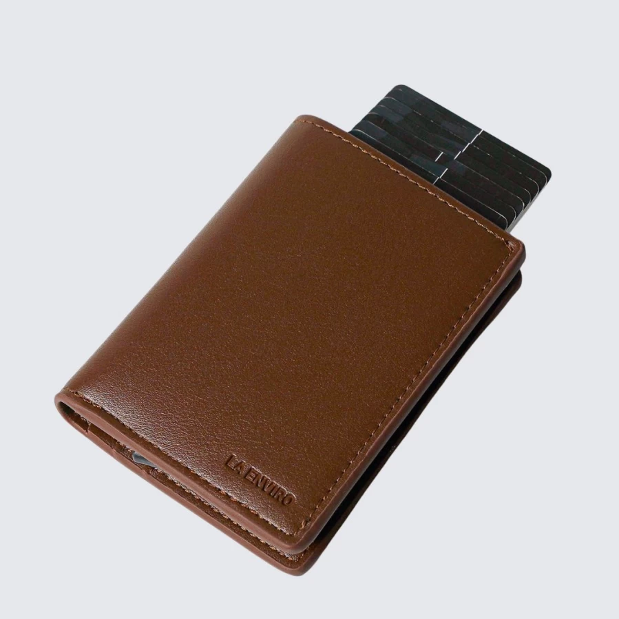 LA ENVIRO Stanley Genuine Leather Brown Wallet for Men - Slim RFID Blocking Bifold Wallet