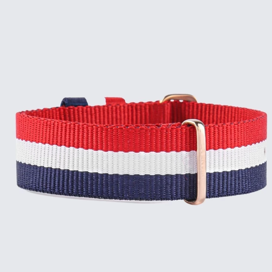 LA ENVIRO 20mm NATO Strap - Red, Blue & White Military Style Watch Band for Men