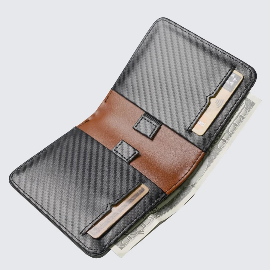 LA ENVIRO Freo Airtag Wallet - Carbon Black RFID Blocking Slim Minimalist Card Holder for iPhone