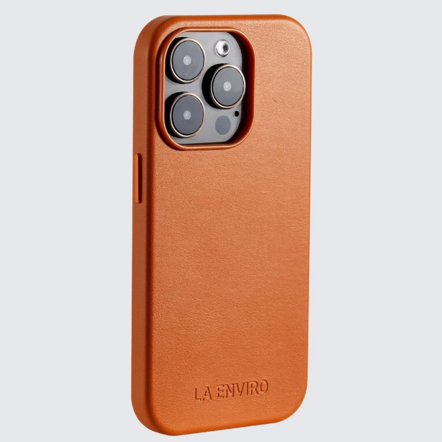 LA ENVIRO iPhone 14 Pro MagSafe Compatible Case - Premium Tan Leather Protective Cover