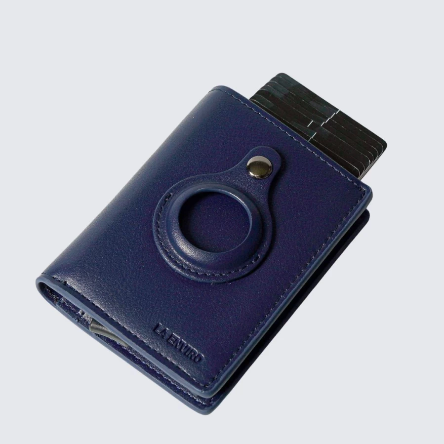 LA ENVIRO Fitzroy Blue Airtag Wallet - RFID Blocking Slim Minimalist Card Holder for iPhone