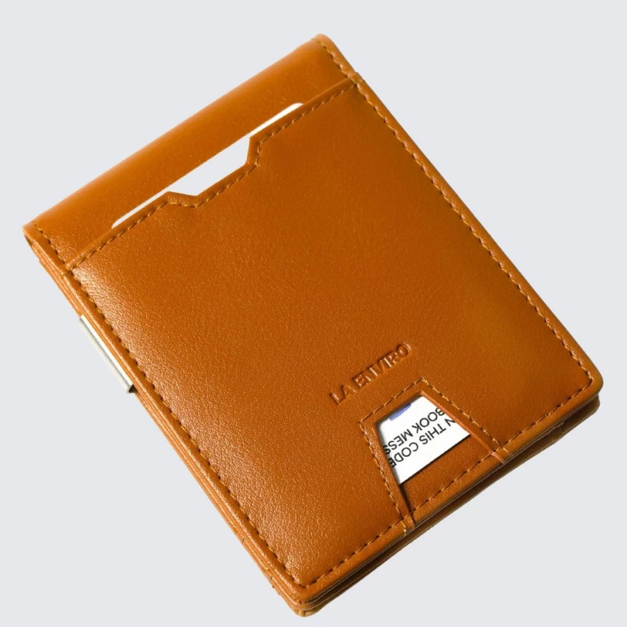 LA ENVIRO Yamba Genuine Leather Wallet for Men in Tan Color – Slim RFID Blocking Bifold