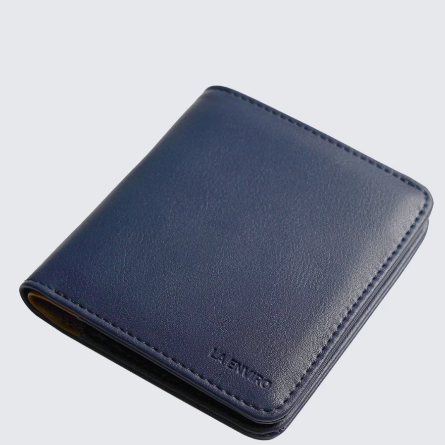 LA ENVIRO Freo Wallet - Slim Minimalist RFID Blocking Blue Leather Wallet for Men & Women