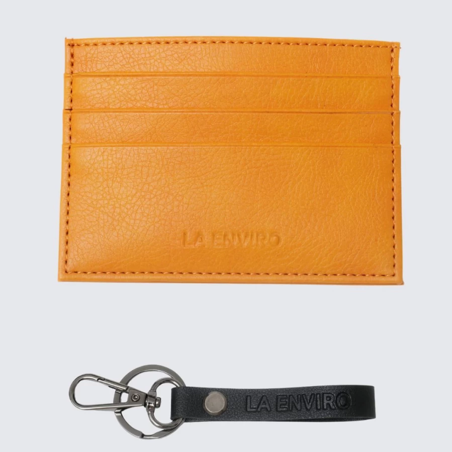LA ENVIRO Unisex Orange Avoca Vegan Leather Card Holder Wallet