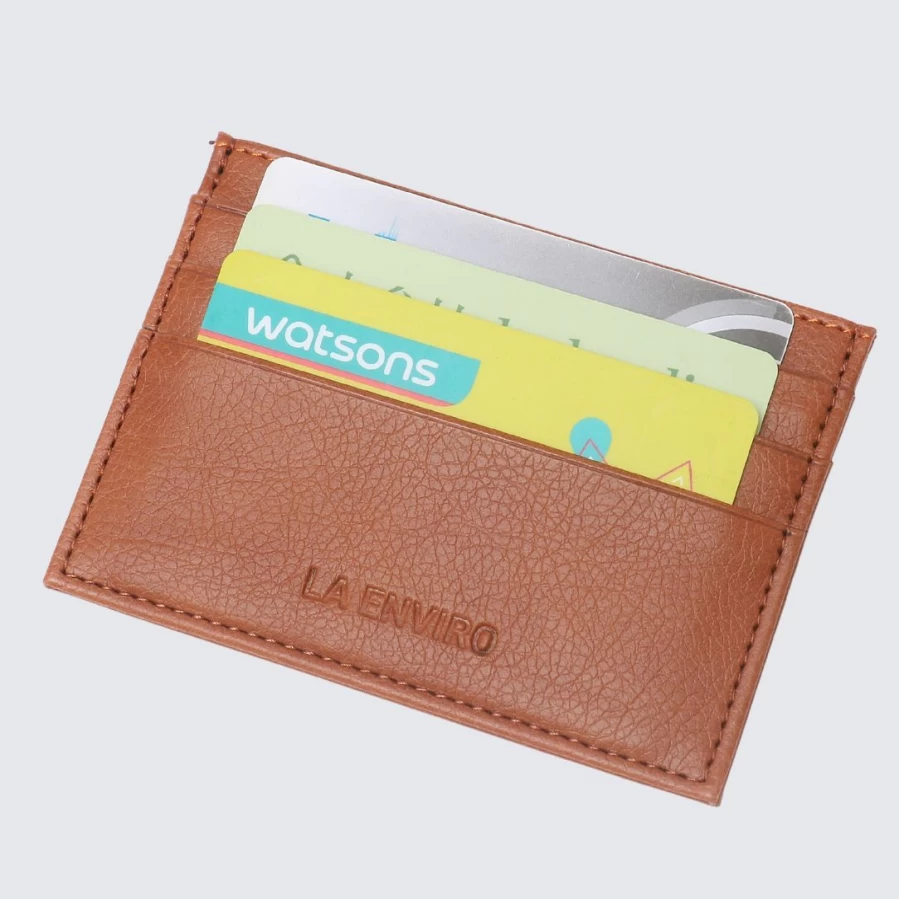 LA ENVIRO Unisex Brown Leather Card Holder – Slim RFID Blocking Wallet for Men & Women