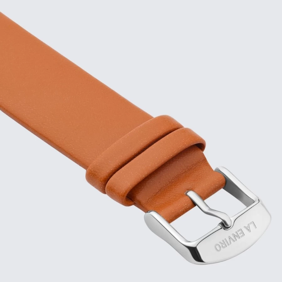 LA ENVIRO 20mm Tan Genuine Leather Unstitched Watch Band Replacement Strap