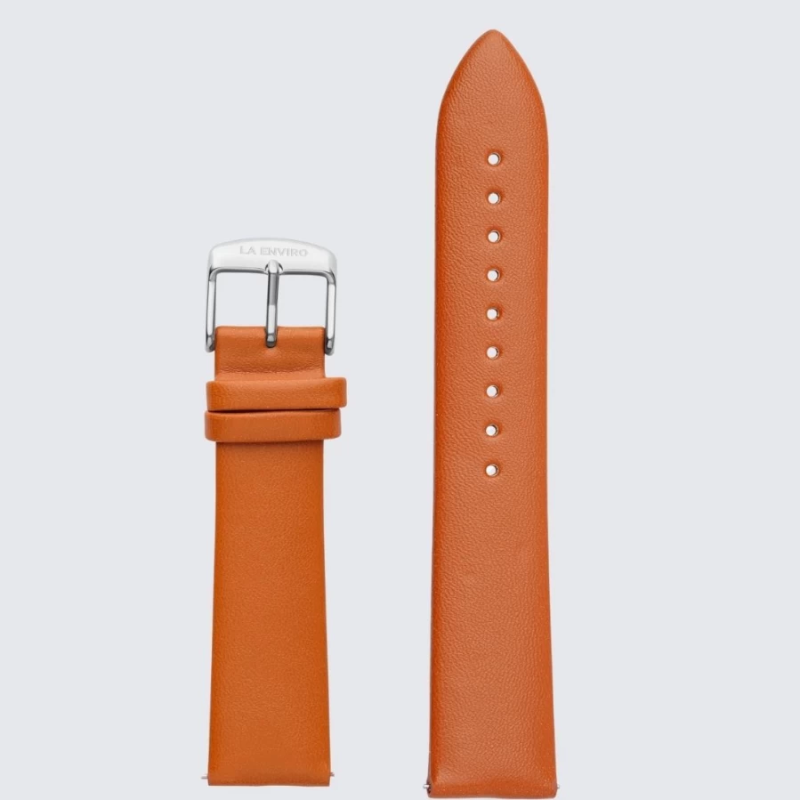 LA ENVIRO 20mm Tan Genuine Leather Unstitched Watch Band Replacement Strap