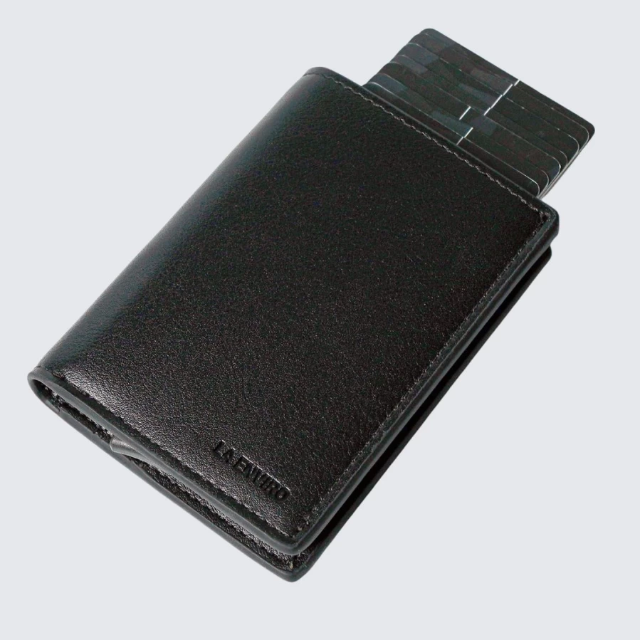 LA ENVIRO Stanley Black Genuine Leather Wallet for Men - Slim RFID Blocking Bifold Card Holder