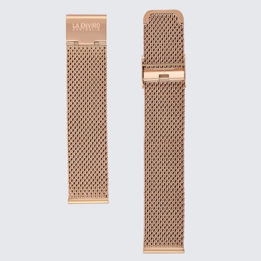 LA ENVIRO 20mm Rose Gold Mesh Watch Band Replacement Strap for Luxury Watches