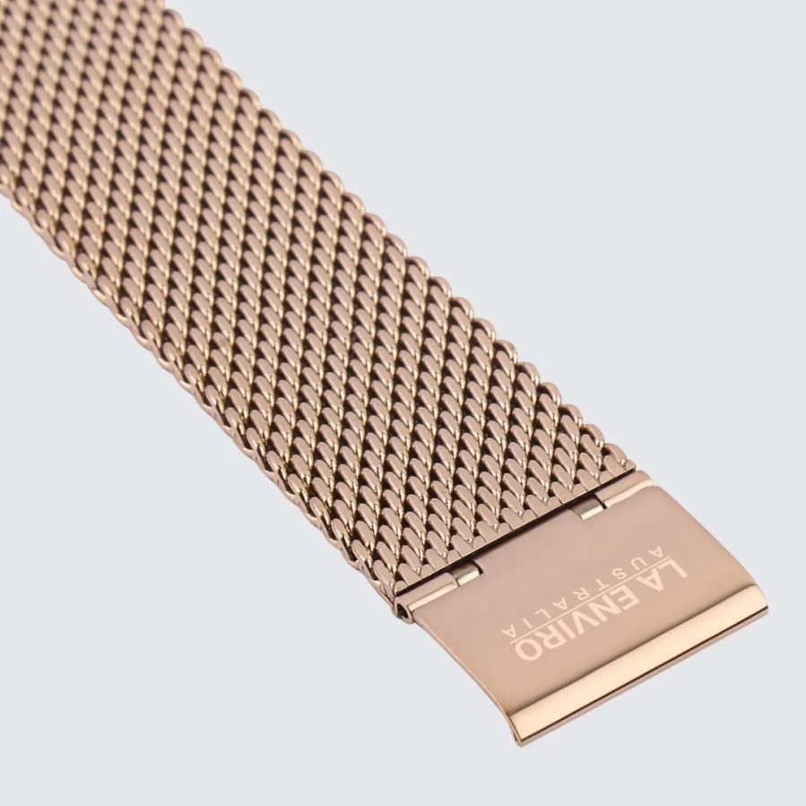 LA ENVIRO 20mm Rose Gold Mesh Watch Band Replacement Strap for Luxury Watches