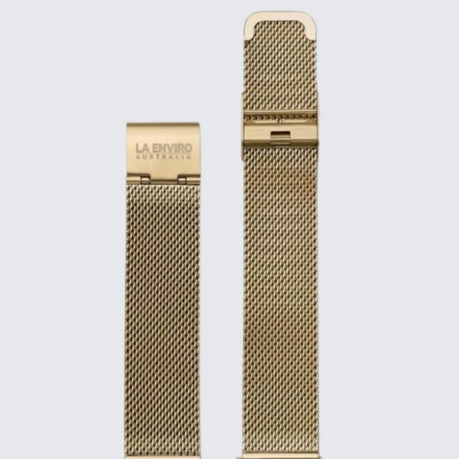 LA ENVIRO 20mm Gold Mesh Stainless Steel Wrist Strap for Watches | Adjustable Luxury Bracelet