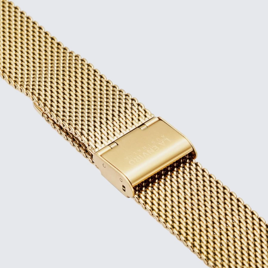 LA ENVIRO 20mm Gold Mesh Stainless Steel Wrist Strap for Watches | Adjustable Luxury Bracelet