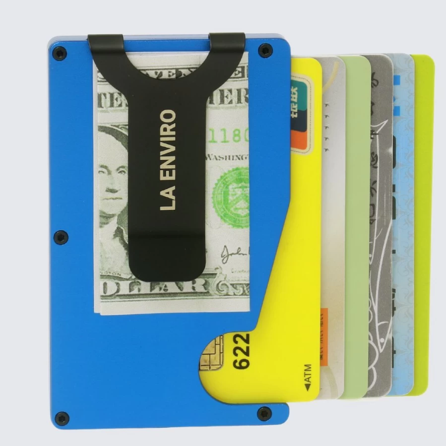LA ENVIRO Huntly Blue Airtag Wallet - RFID Blocking & Slim Design for iPhone Tracking
