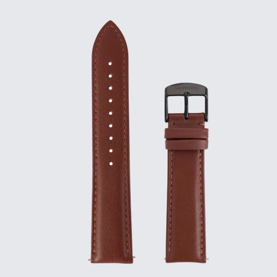 LA ENVIRO 20mm Brown Vegan Leather Strap - Eco-Friendly Cruelty-Free Watch Band