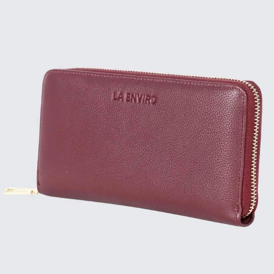 LA ENVIRO Eva Vegan Leather Wine Red Wallet for Women – RFID Blocking Bifold Clutch Purse