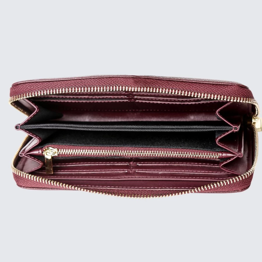 LA ENVIRO Eva Vegan Leather Wine Red Wallet for Women – RFID Blocking Bifold Clutch Purse