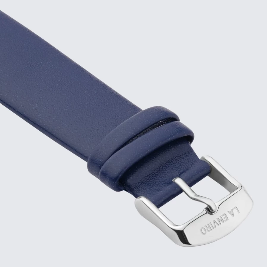 LA ENVIRO 20mm Blue Vegan Leather Watch Strap - Eco-Friendly Unstitched Replacement Band
