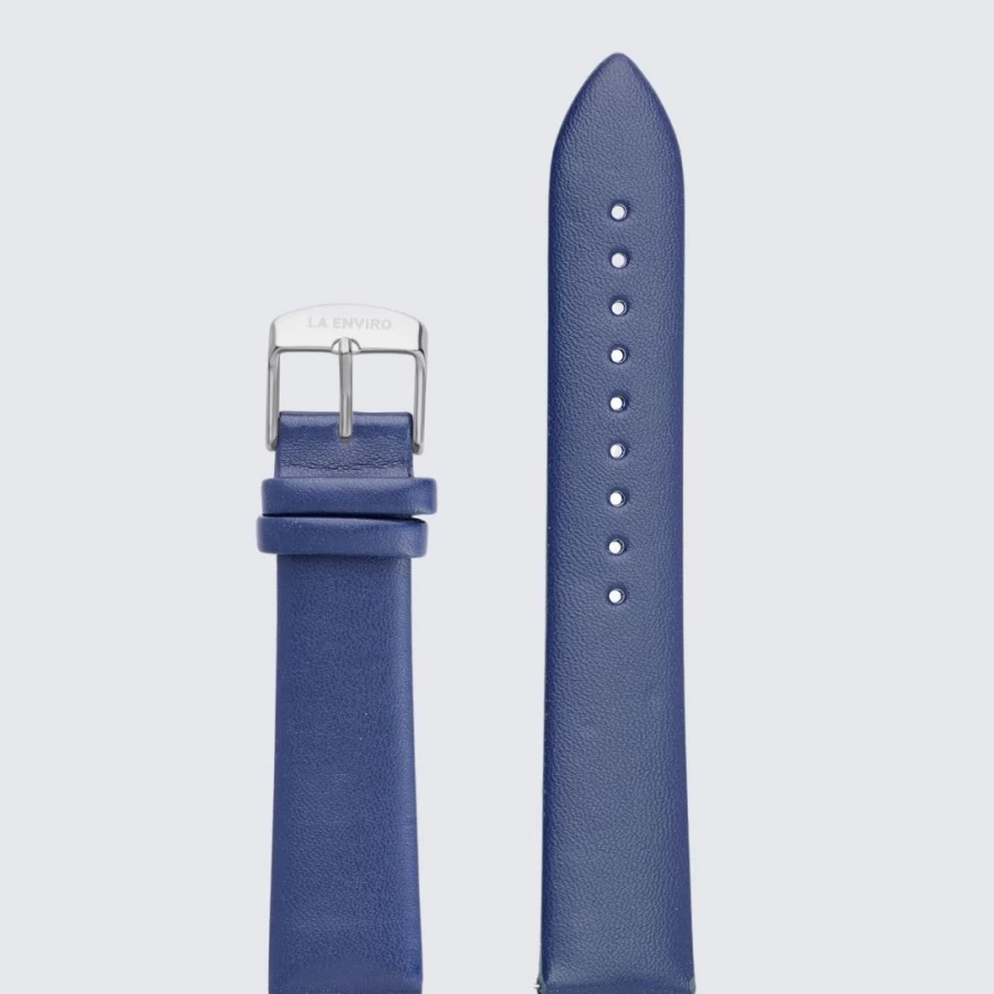 LA ENVIRO 20mm Blue Vegan Leather Watch Strap - Eco-Friendly Unstitched Replacement Band