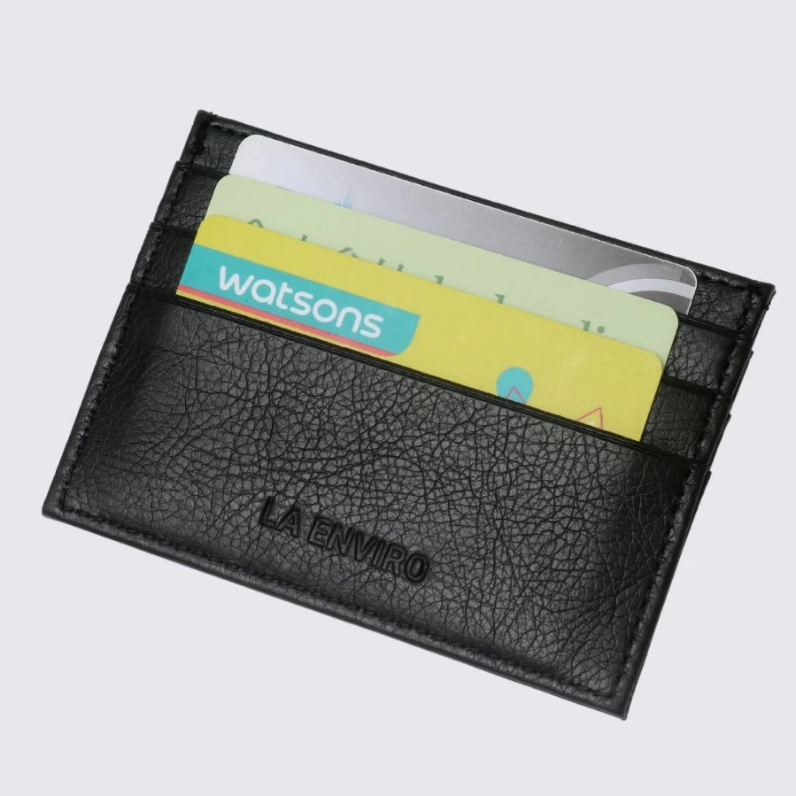 LA ENVIRO Unisex Black Leather Card Holder Wallet - Slim RFID Blocking Minimalist Design